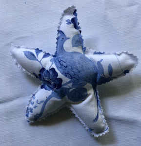 Colourful Sea Stars Inspired Childhood White & Blue Print 