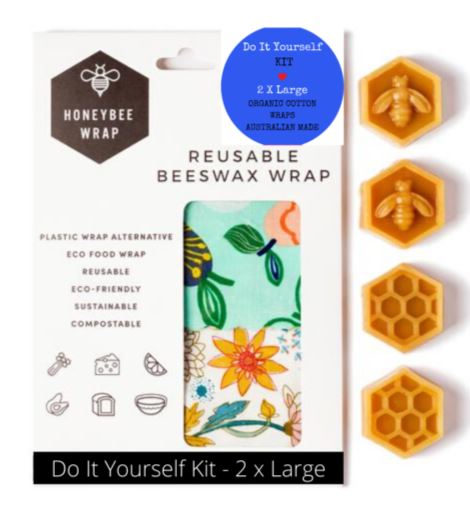 DIY Beeswax Wrap Kit - 2x Large HoneyBee Wraps 