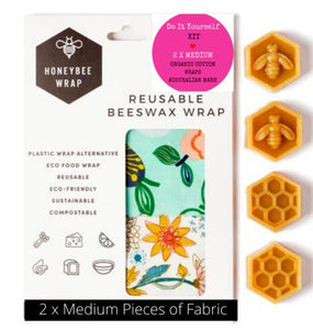 DIY Beeswax Wrap Kit - 2x Medium HoneyBee Wraps 