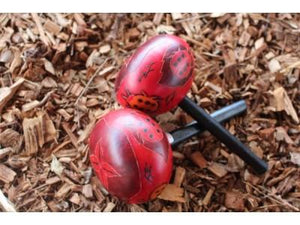 Maracas Red Ladybirds Wooden Handles Siham Craft 