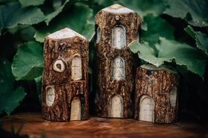 Natural Wooden Tree Houses QToys Set of 3 