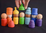 Load image into Gallery viewer, Rainbow Peg People with Matching Hats Toymagine 
