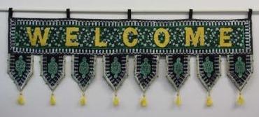 Welcome Toran Green & Gold Siham Craft 