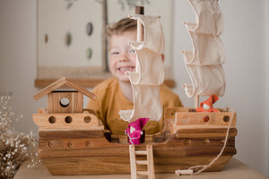Wooden Pirate ship (Arriving Early Feb) QToys 